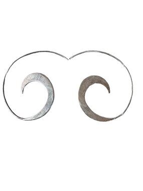 Sterling Silver Crescent Threader Hoop Earrings 2" Large Stylish Boho Artisan